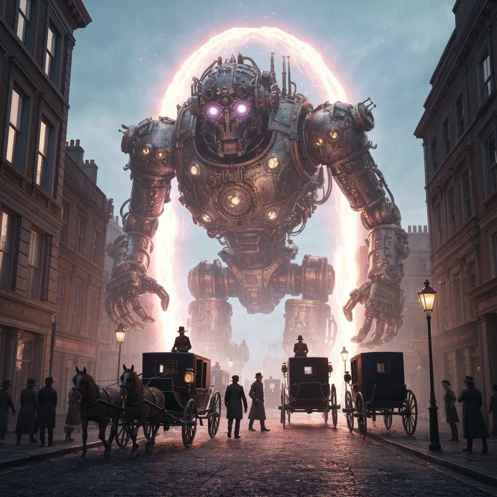 Steampunk Robot Emerges in Victorian London