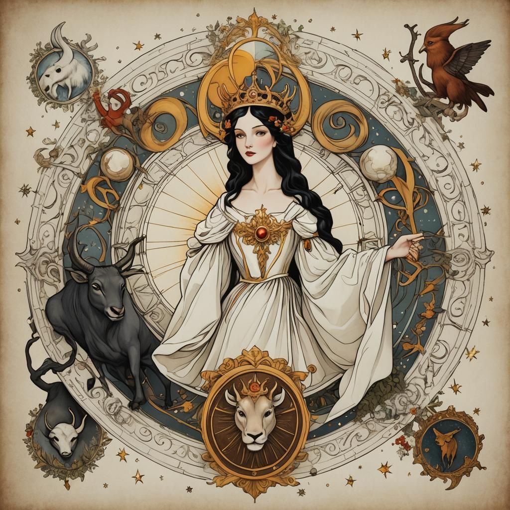 Astrological Huntsman Snow White Digital Art