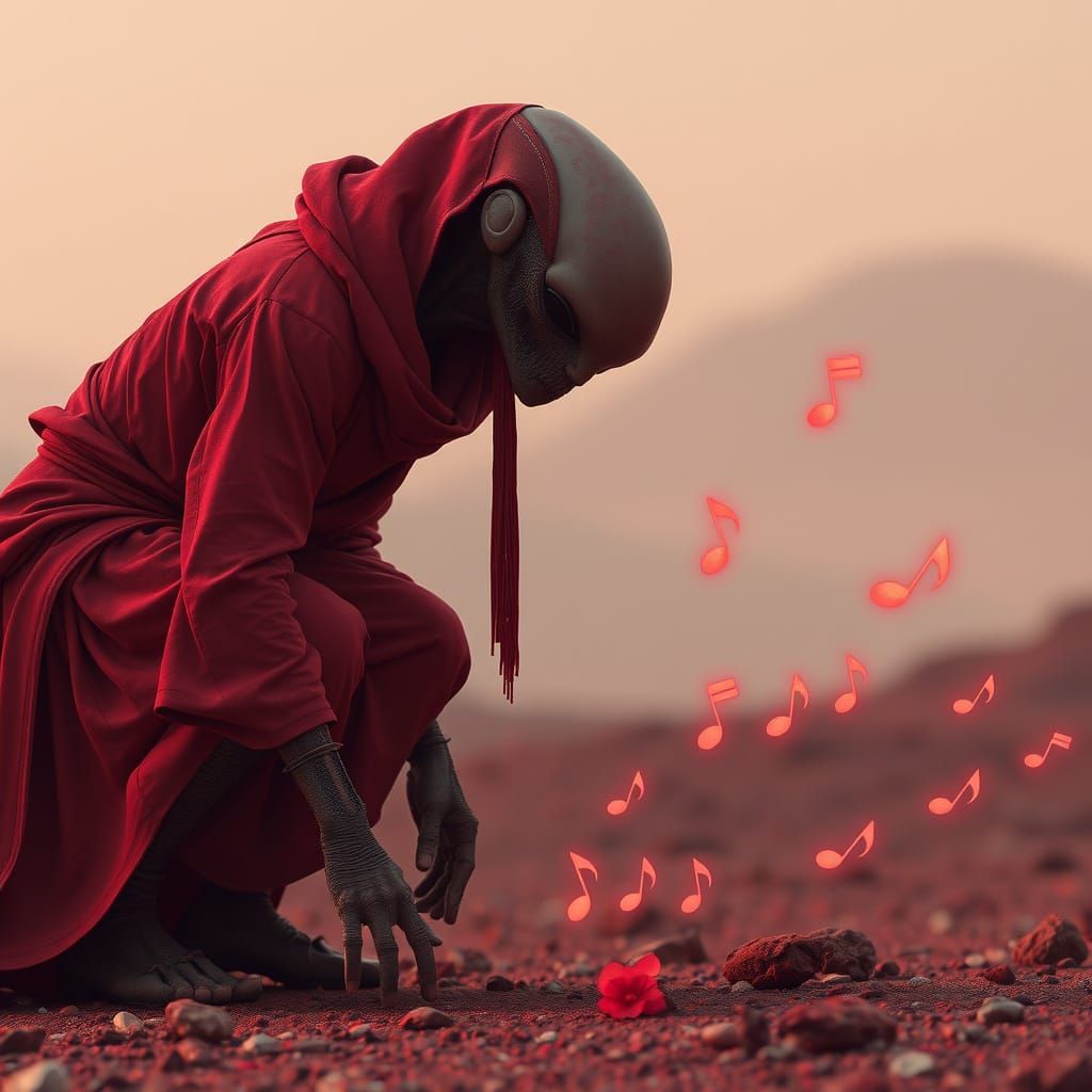 Mystical Monk in Velanyx Style, Collecting Cosmic Melodies