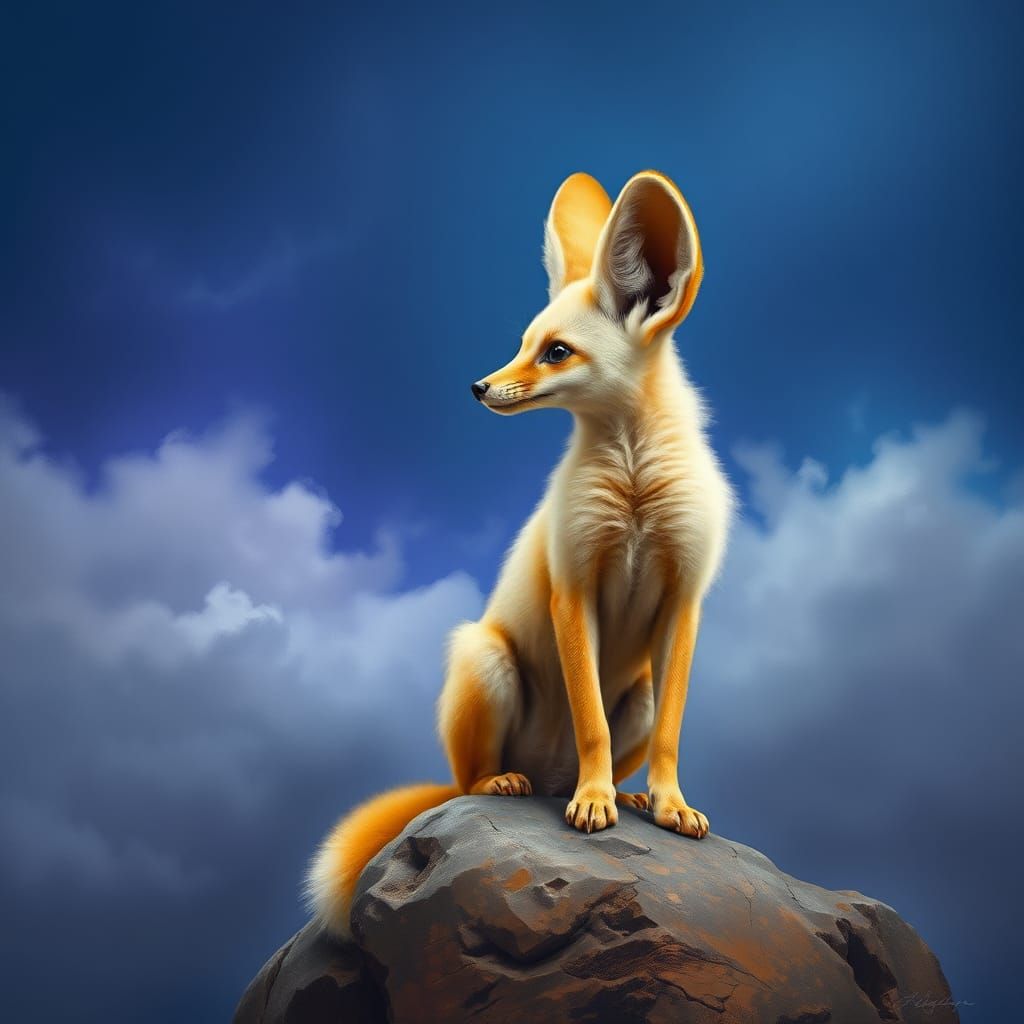 Fennec Fox Gazing into Iridescent Dreamscape