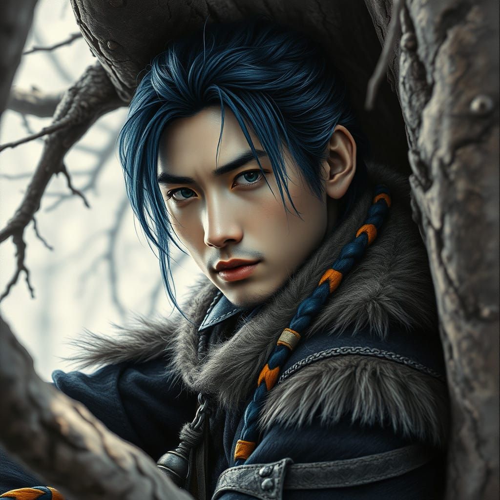 Charcoal Portrait of a Gnarled Tree Dwelling Ranger Druid El...