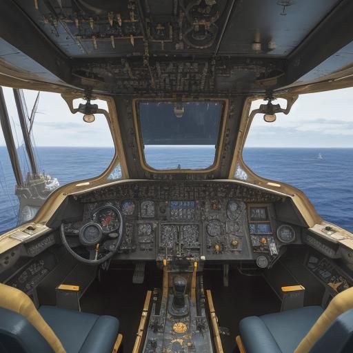 Oil Painting of Aircraft Carrier Cockpit