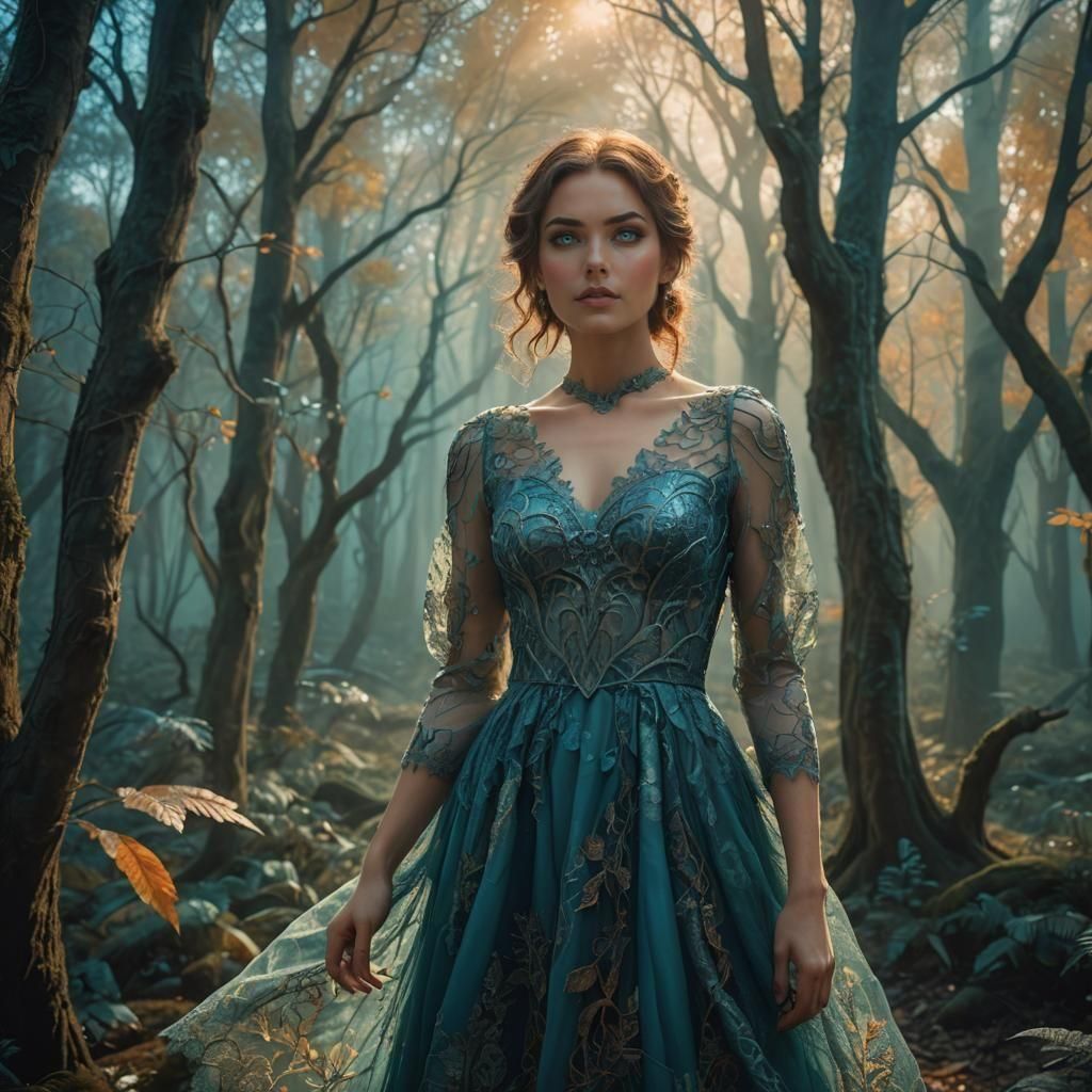 Beautiful Woman with Cat Eyes in Fantasy Art