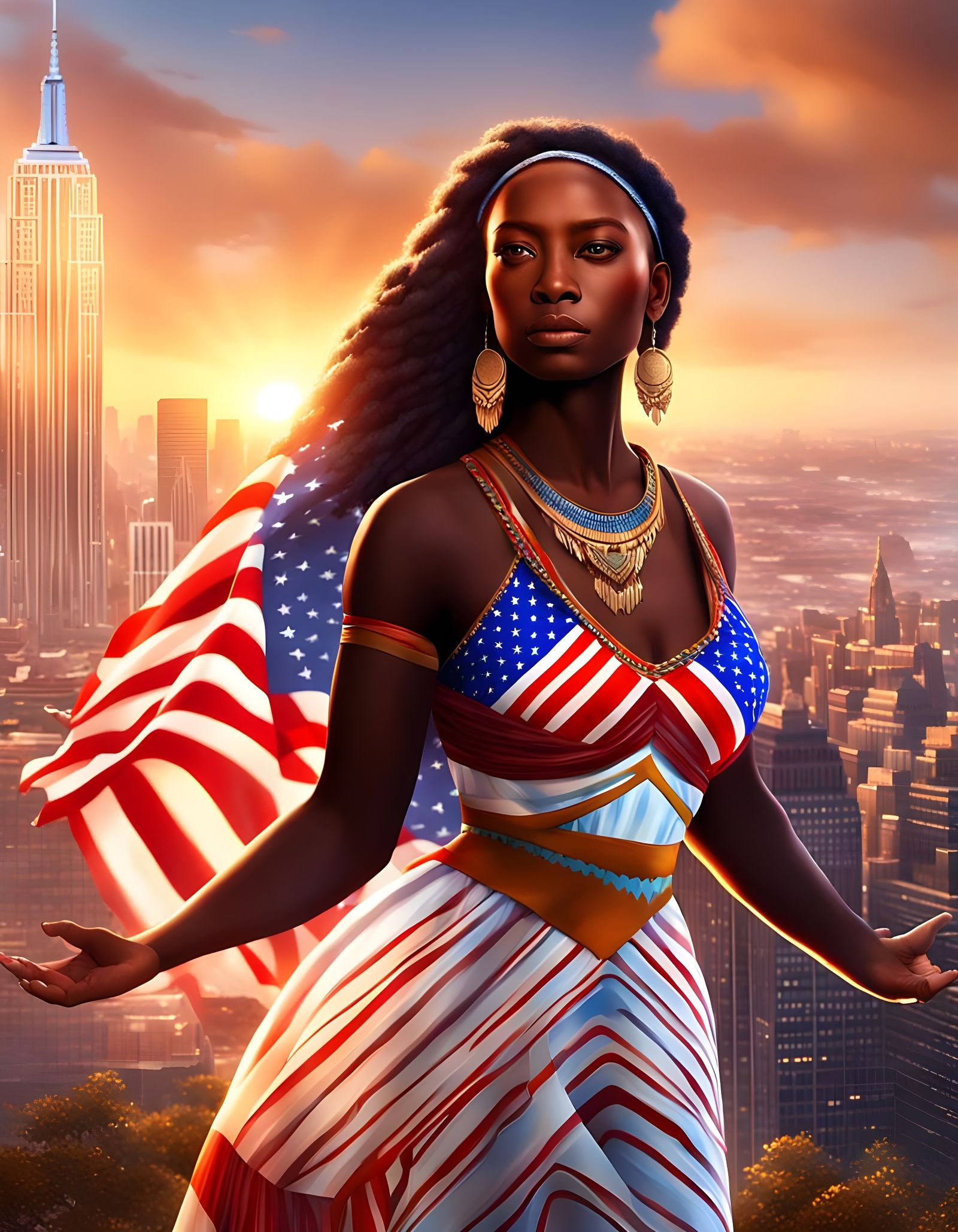 Female Personification of America: Digital Art