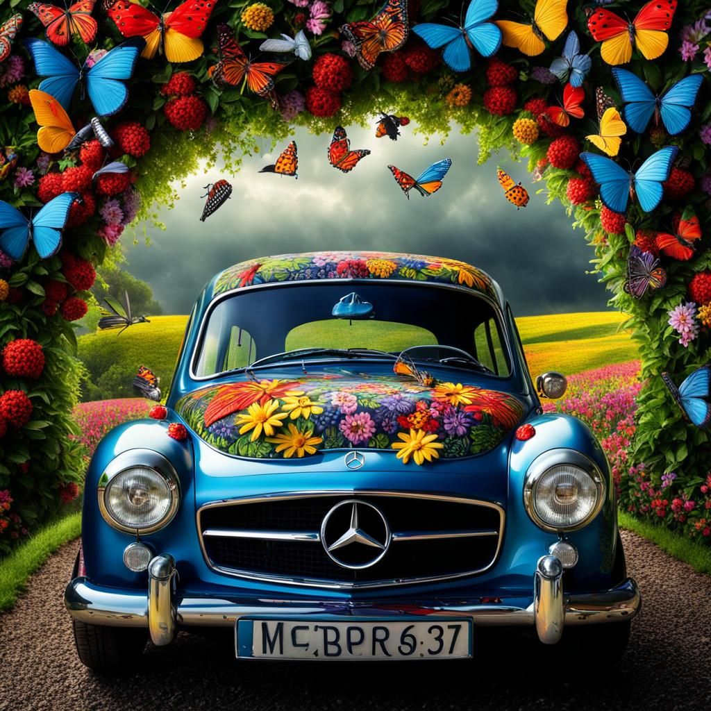 Mercedes in Colourful Whimsical Letters with Wildlife