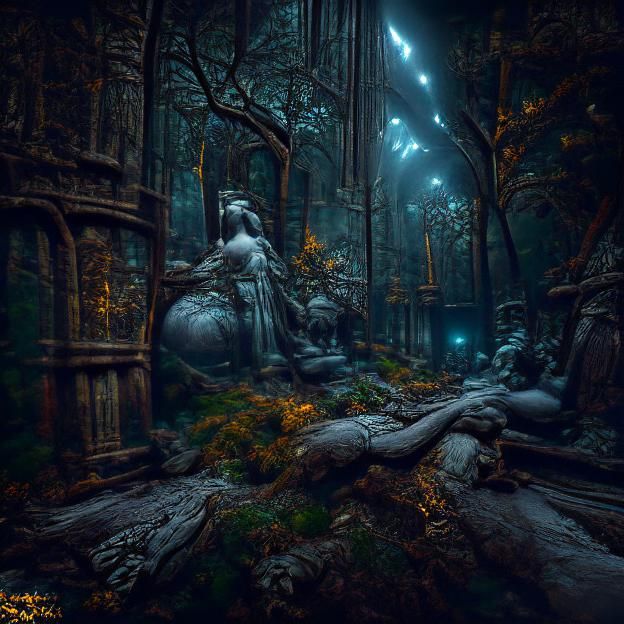Ethereal Forest with Volumetric Lighting in 8K