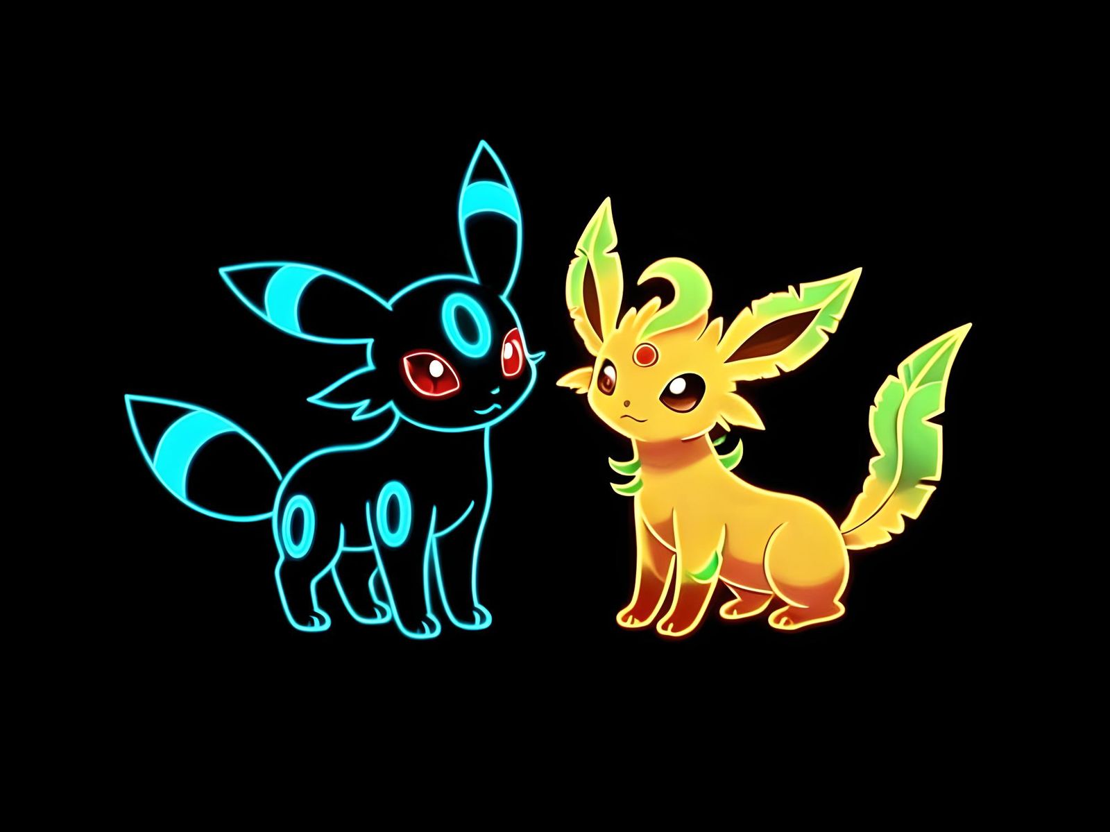 Neon Pokémon Minimalist Line Art