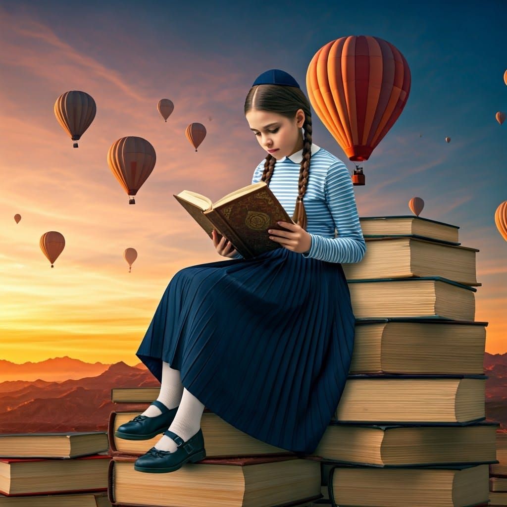 Ultra-Orthodox Student Reading, Pixar 3D Style