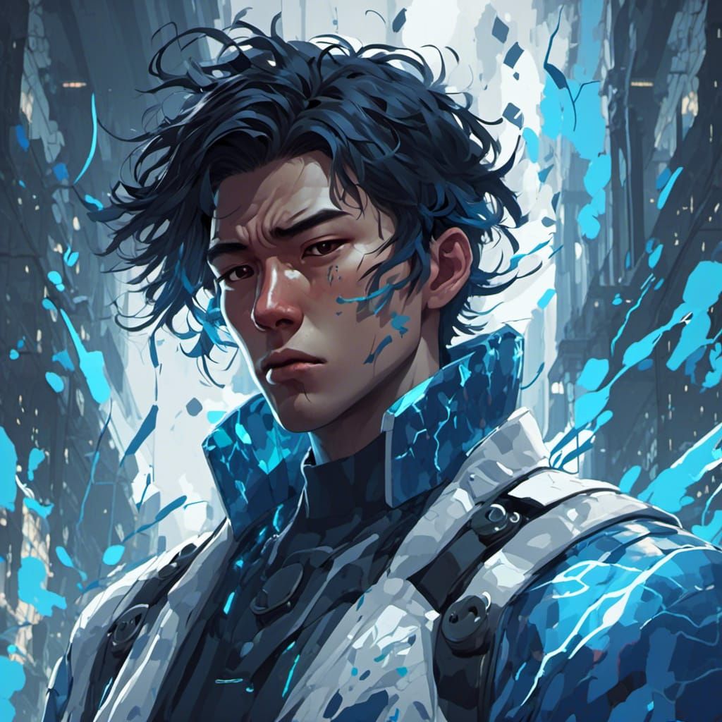 Korean Man Fused with Energy in Dramatic Portrait