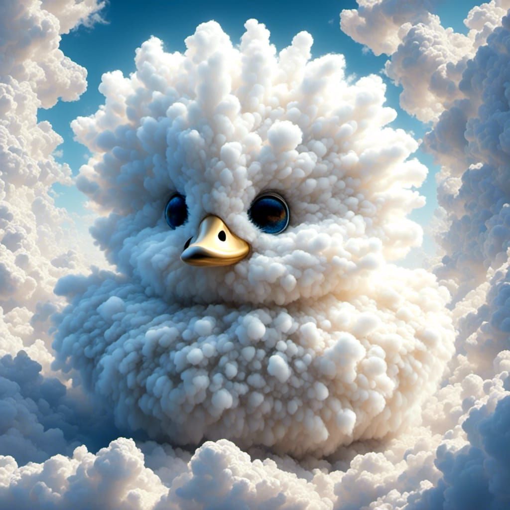Fluffy Cloud Swan: A Whimsical Animal Portrait