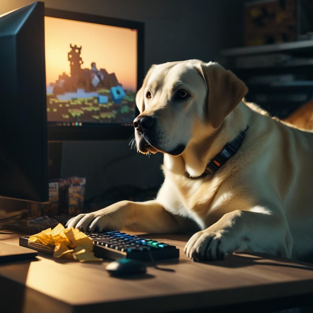 Labrador Plays Minecraft: Cinematic Film Still