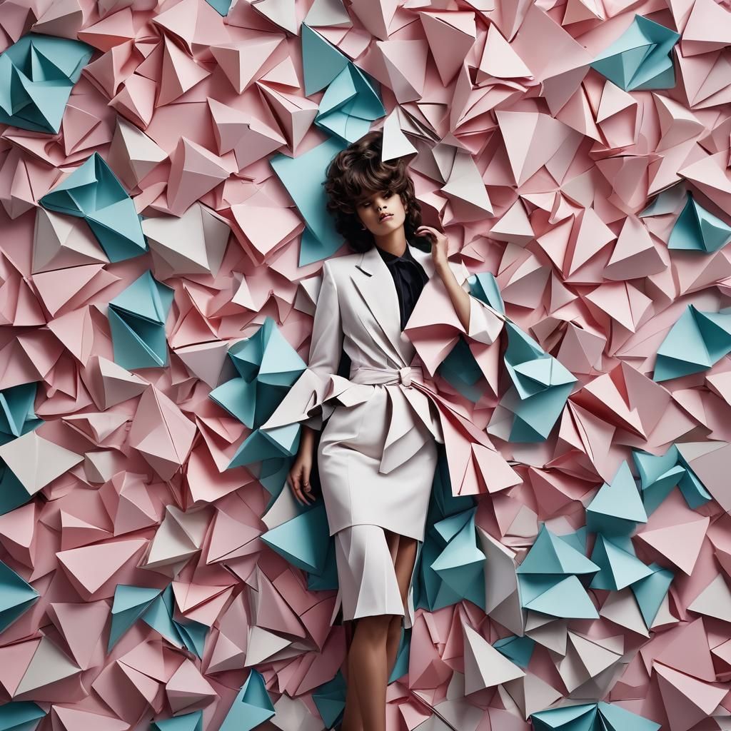 Fashion Editorial: Reporters in Origami Landscape