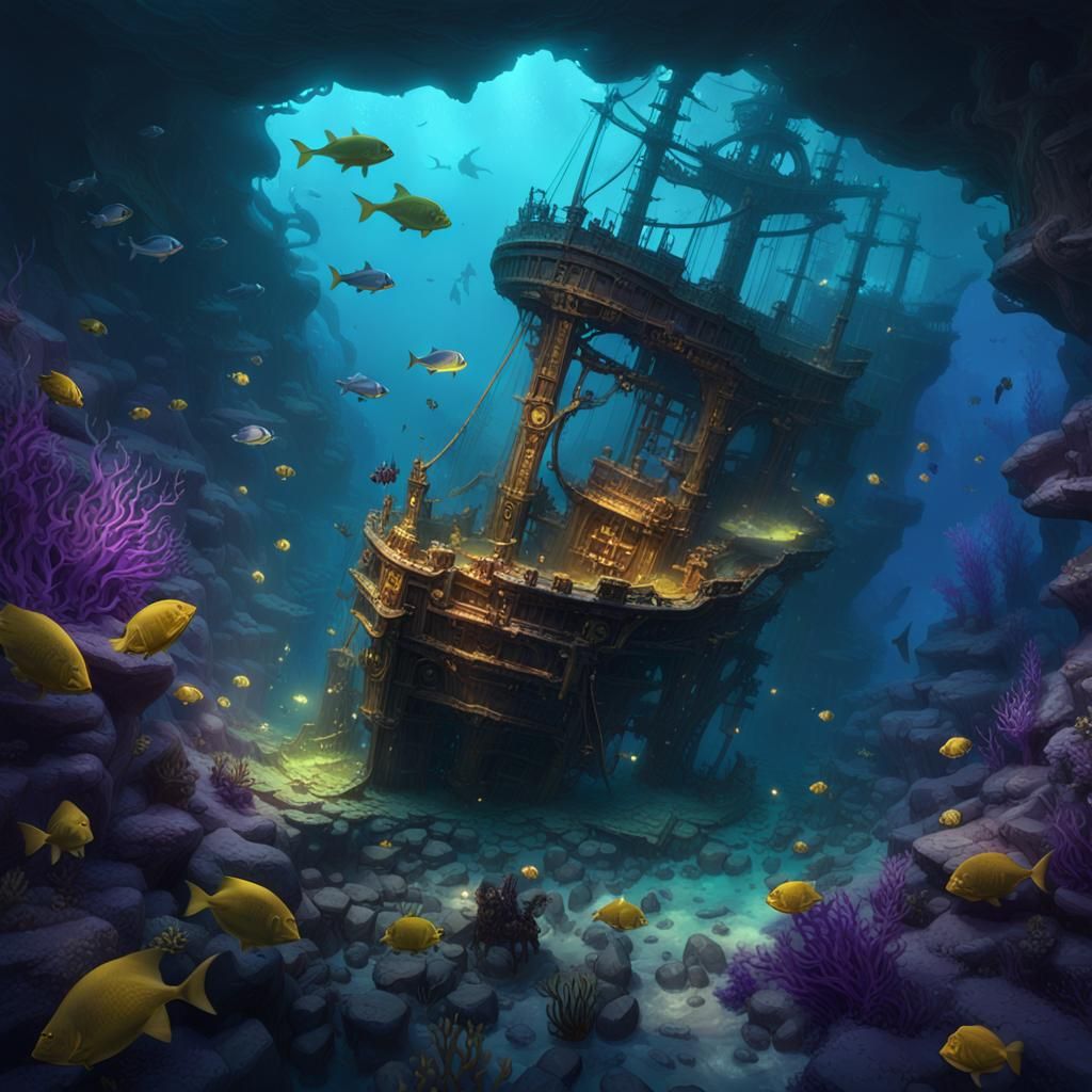 Hyperdetailed Shipwreck Art in Deep Color