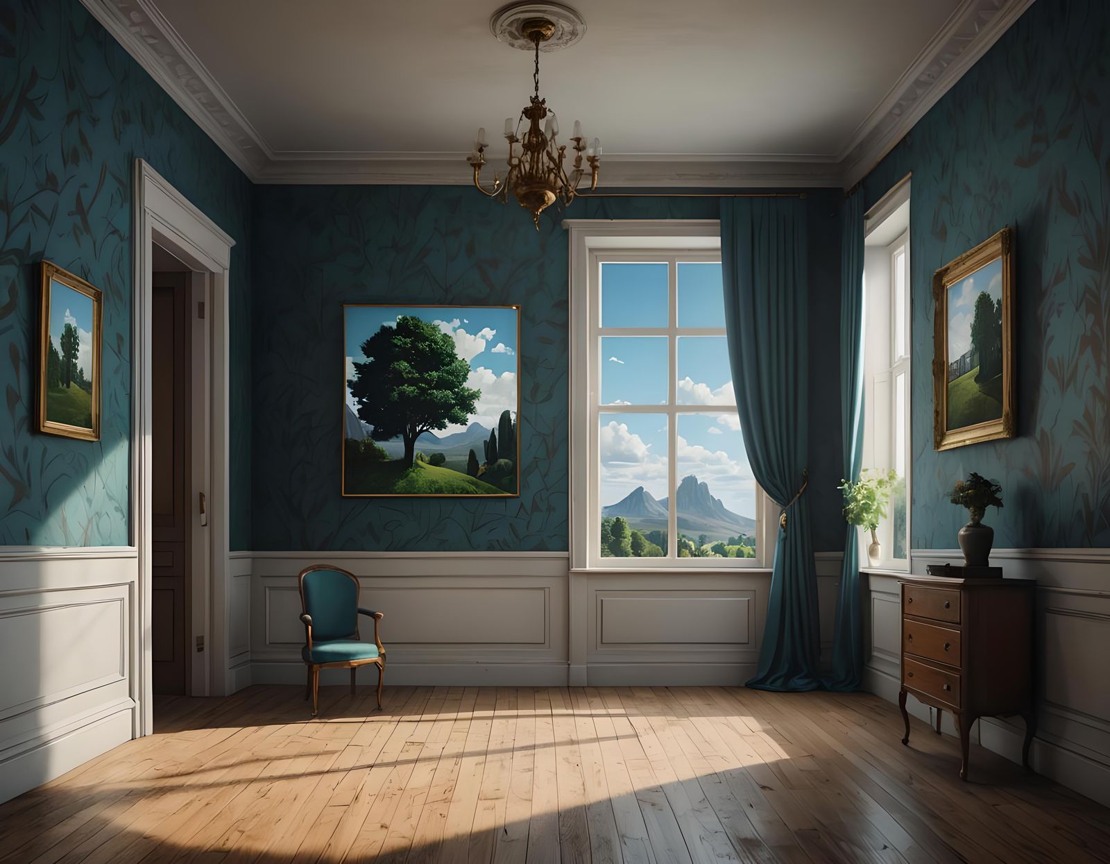 Empty Room with Magritte Picture in Unreal Engine
