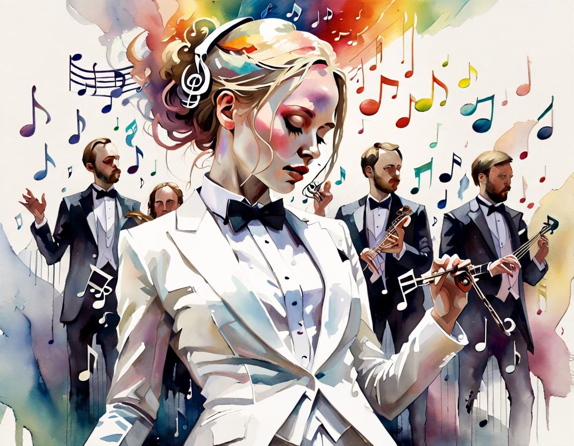 Surreal Wedding Portrait with Musical Symphony