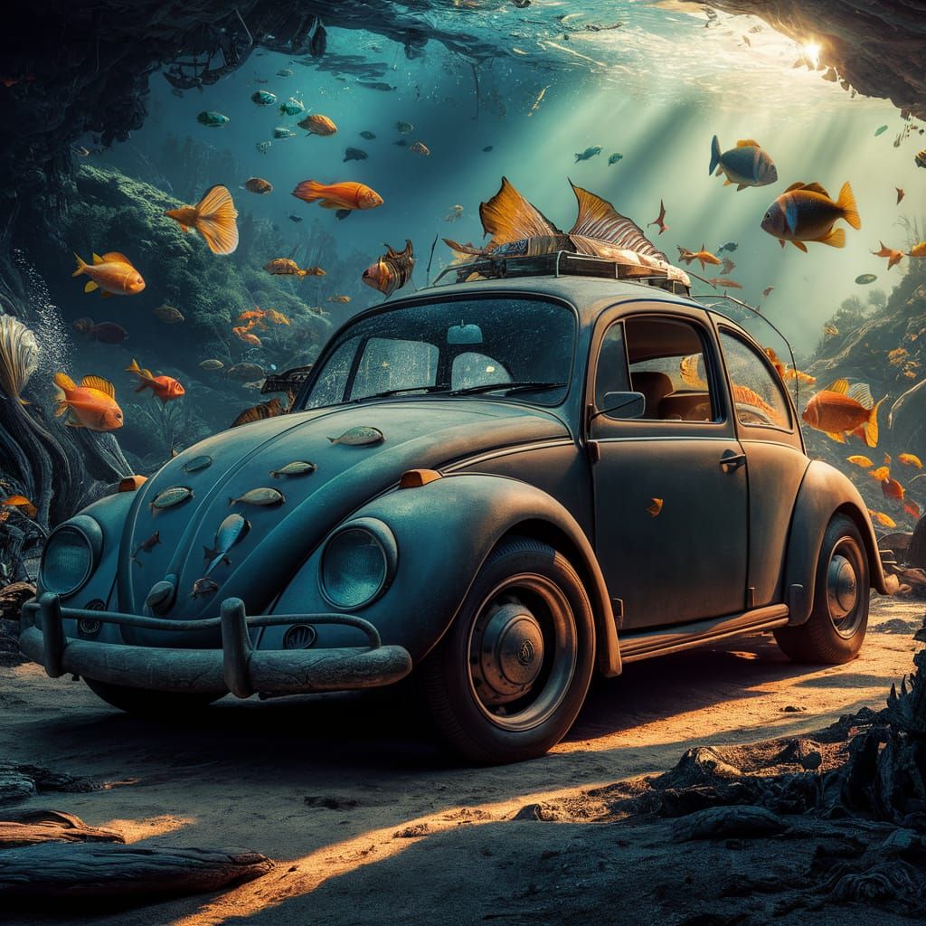 Beetle Aquarium: Underwater World in Complementary Colors