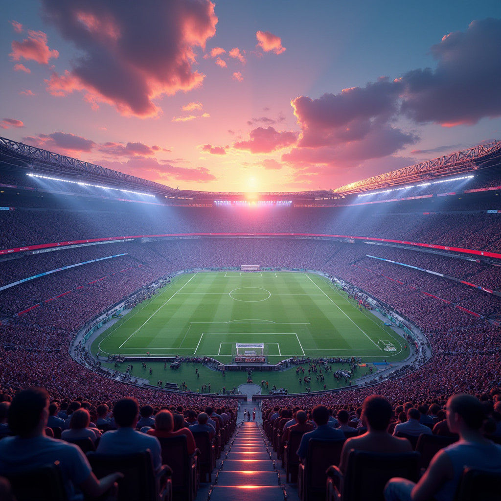 Futuristic Stadium at Dusk: 8K Matte Painting