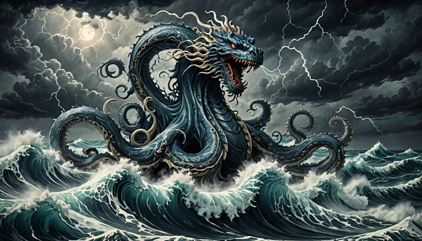 Epic Kraken Rises from Turbulent Ocean Depths