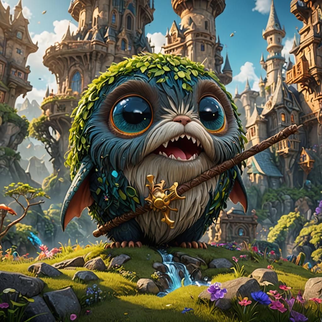 Cute Fantastical Character with Funny Ears