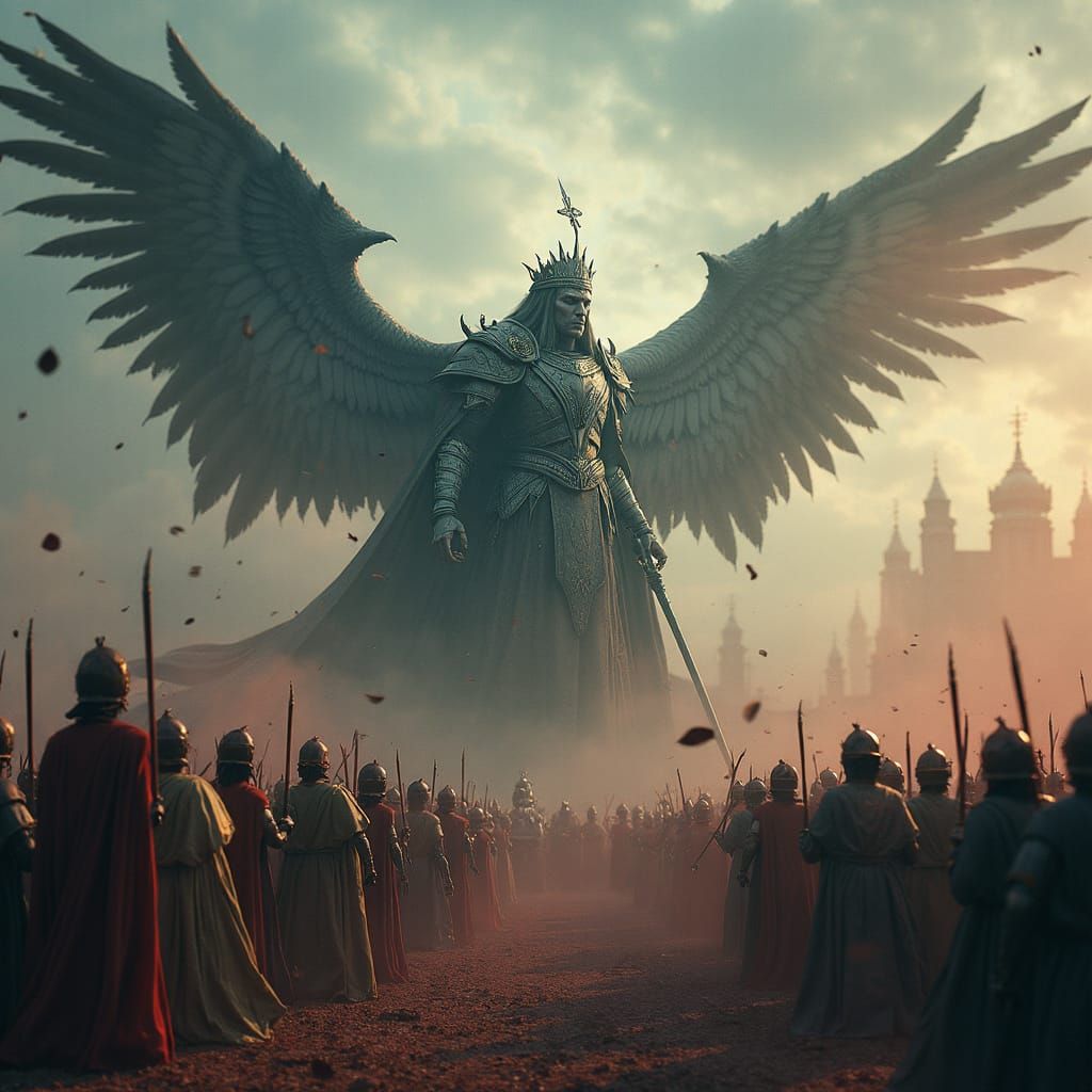 Epic Fantasy Battle Scene: Ghost King and Army of the Dead C...