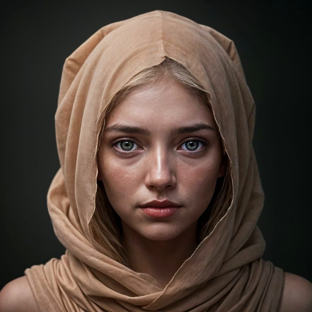 Gorgeous Woman in Soft Focus Shawl