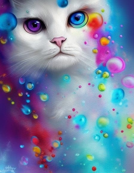 portrait of a fluffy white cat