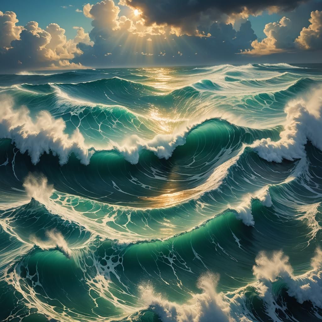 Tropical Ocean Dreamscape with Heart Cloud