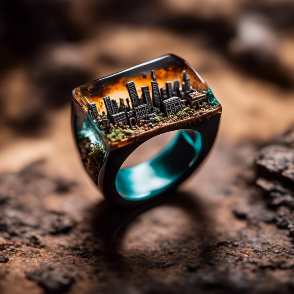 Post-Apocalyptic Cityscape in Resin Ring