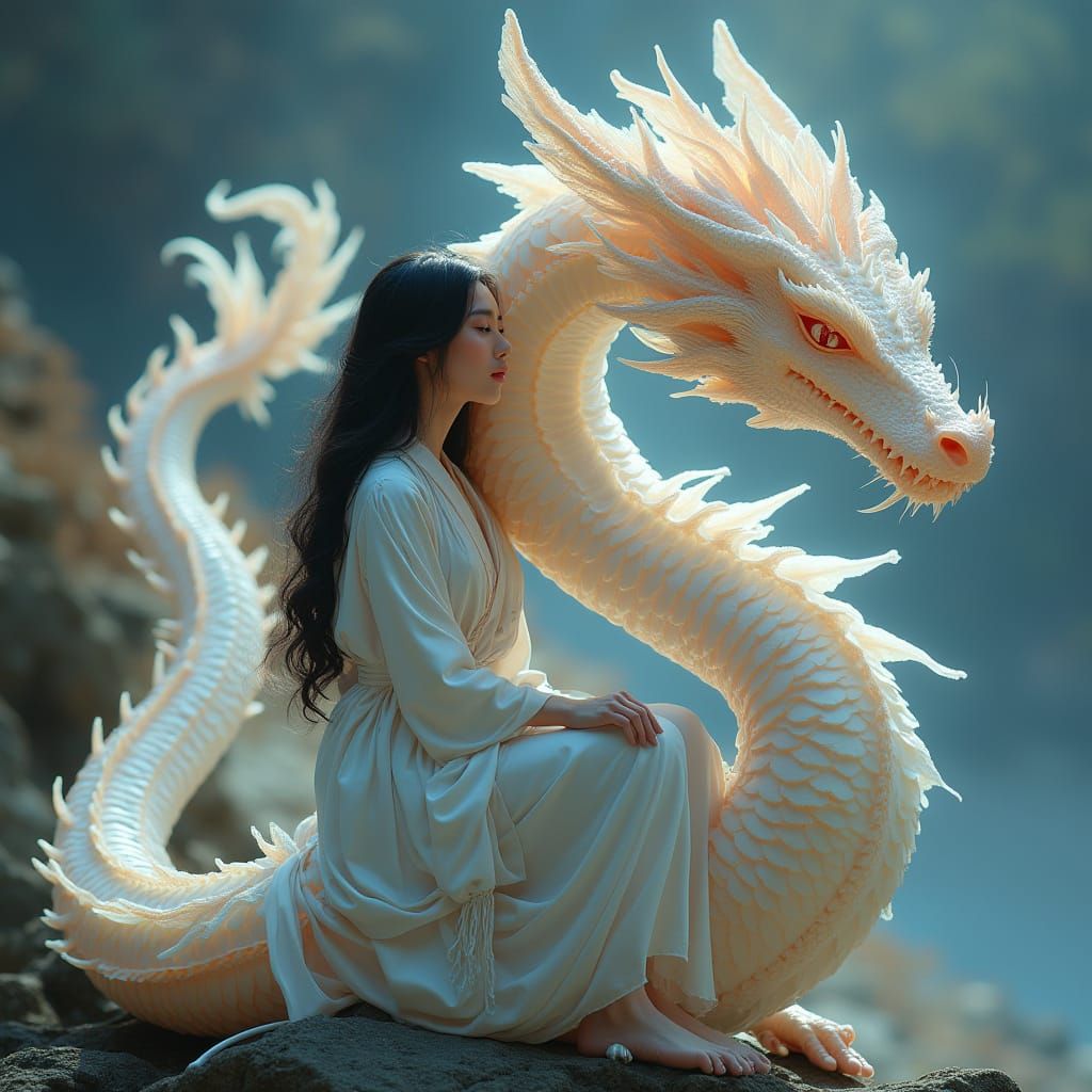 Shimmering Dragon Goddess in Flowing Silk