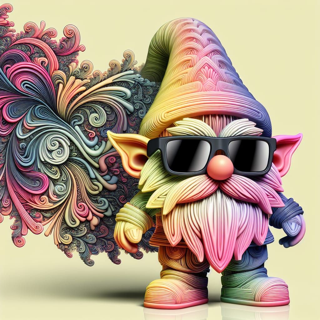 Whimsical Plastic Dwarf with Sunglasses in Neon Colors