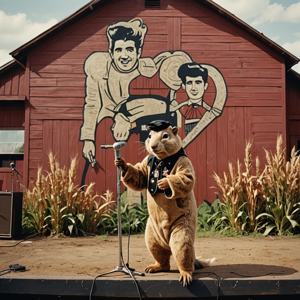 Gopher as Elvis on Stage, 1950s Photo
