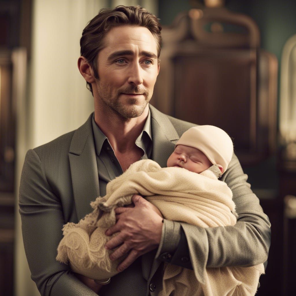 Touching Portrait of a Man Holding a Newborn Baby
