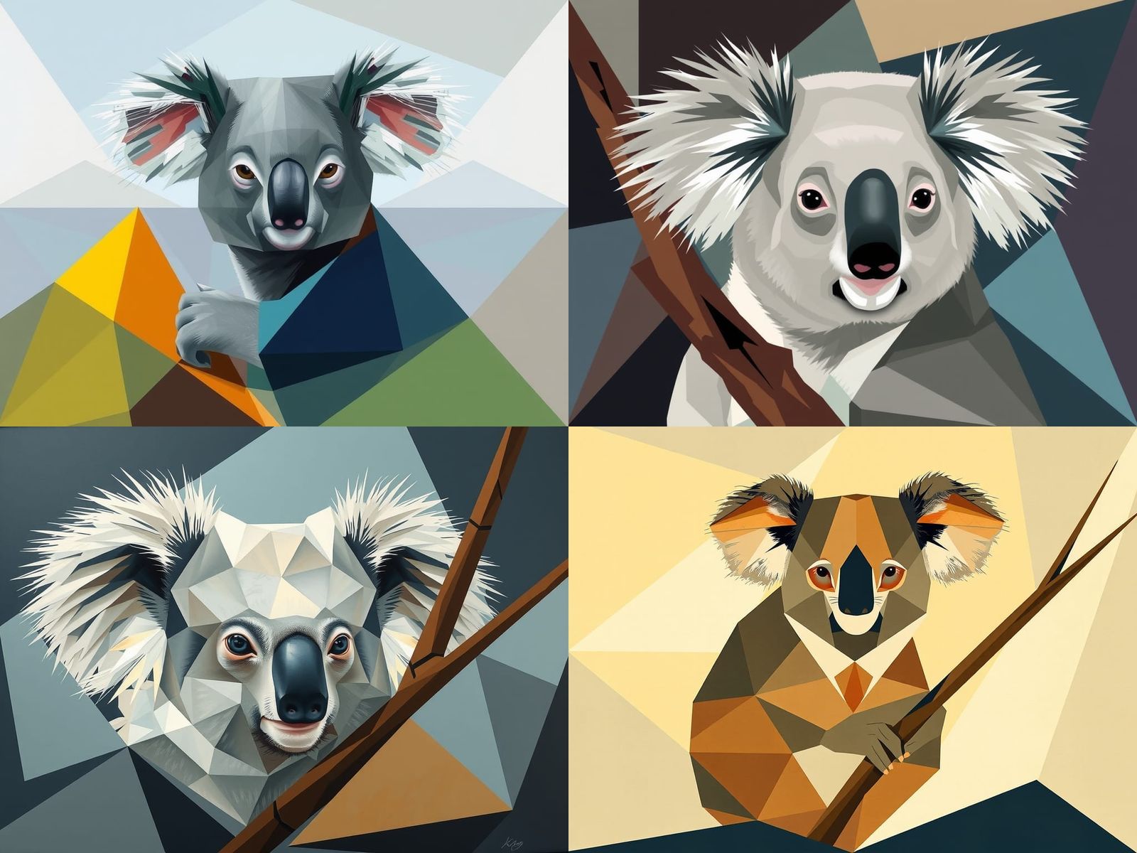 Modern Geometric Koala in Surrealist Style
