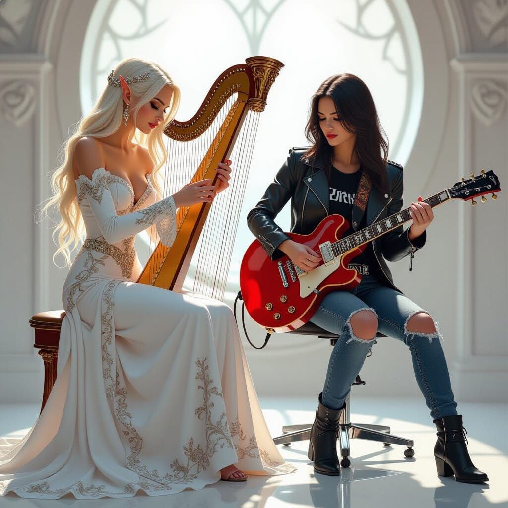 Elf and Rocker Women Playing Music