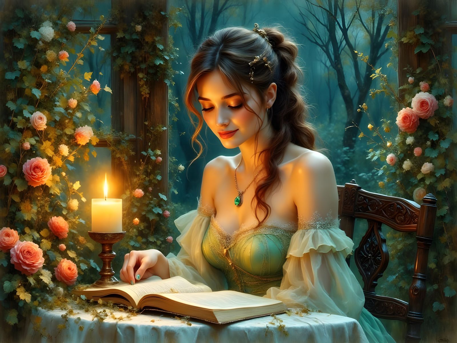 Norse Goddess Reading: Impasto Oil Portrait