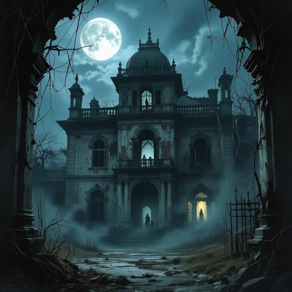 Haunted Bengali Mansion in Dark Fantasy Horror Style