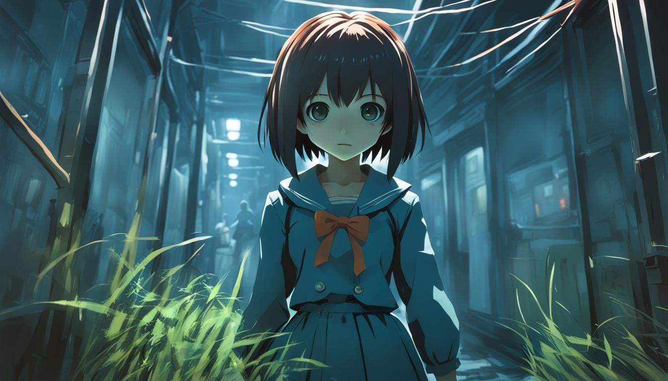 Creepy Doll Girl in Anime Style