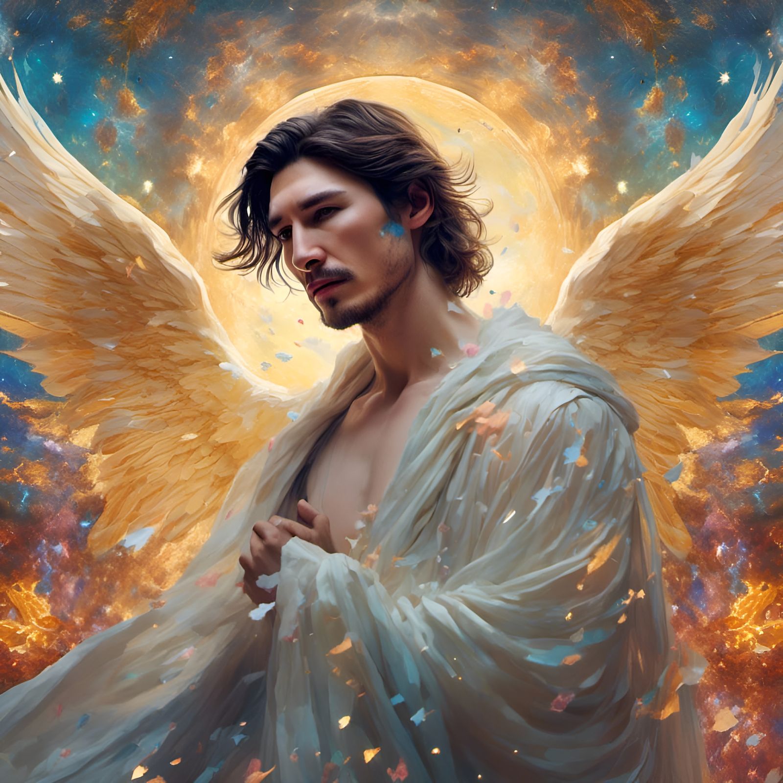 Adam Driver as an Angel in Hyperreal Style
