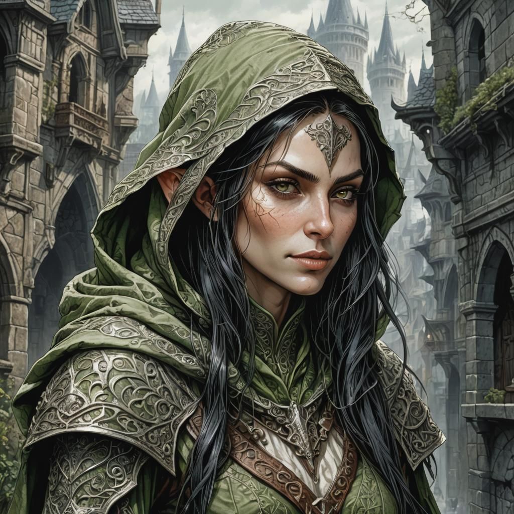 Elven Rogue Portrait in Ornate Detail