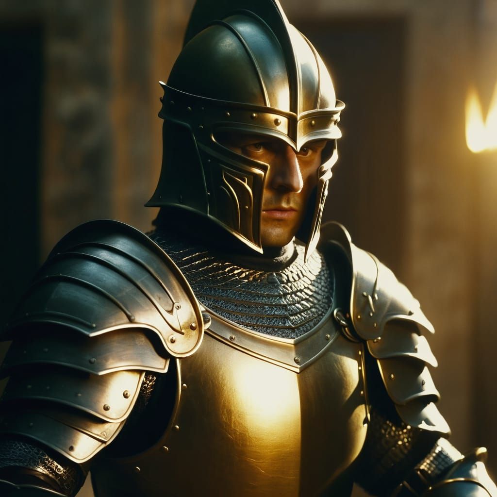 Warrior in Plate Armor with Falcata and Falchion