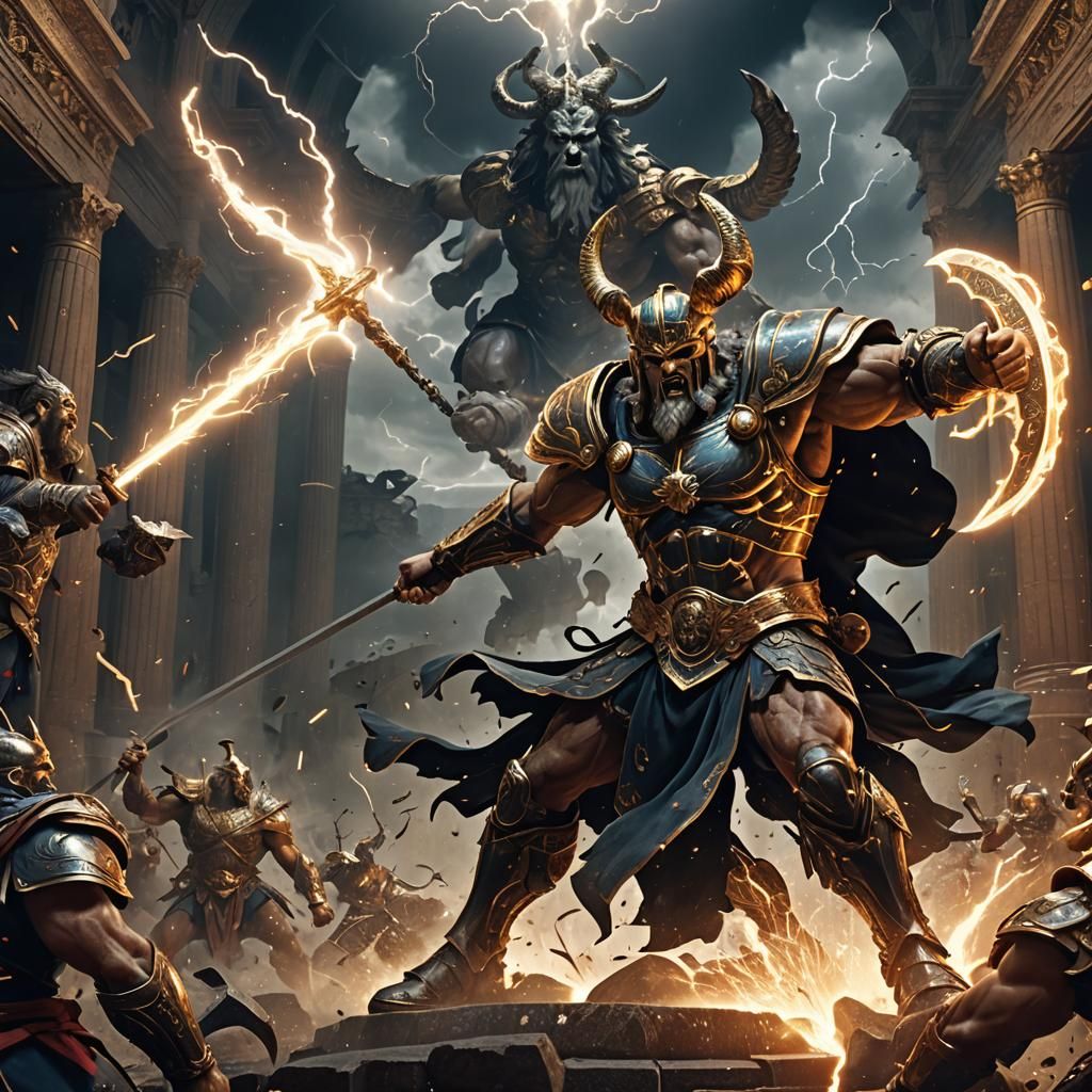 Ares and Zeus Clash: Dark Fantasy Concept Art