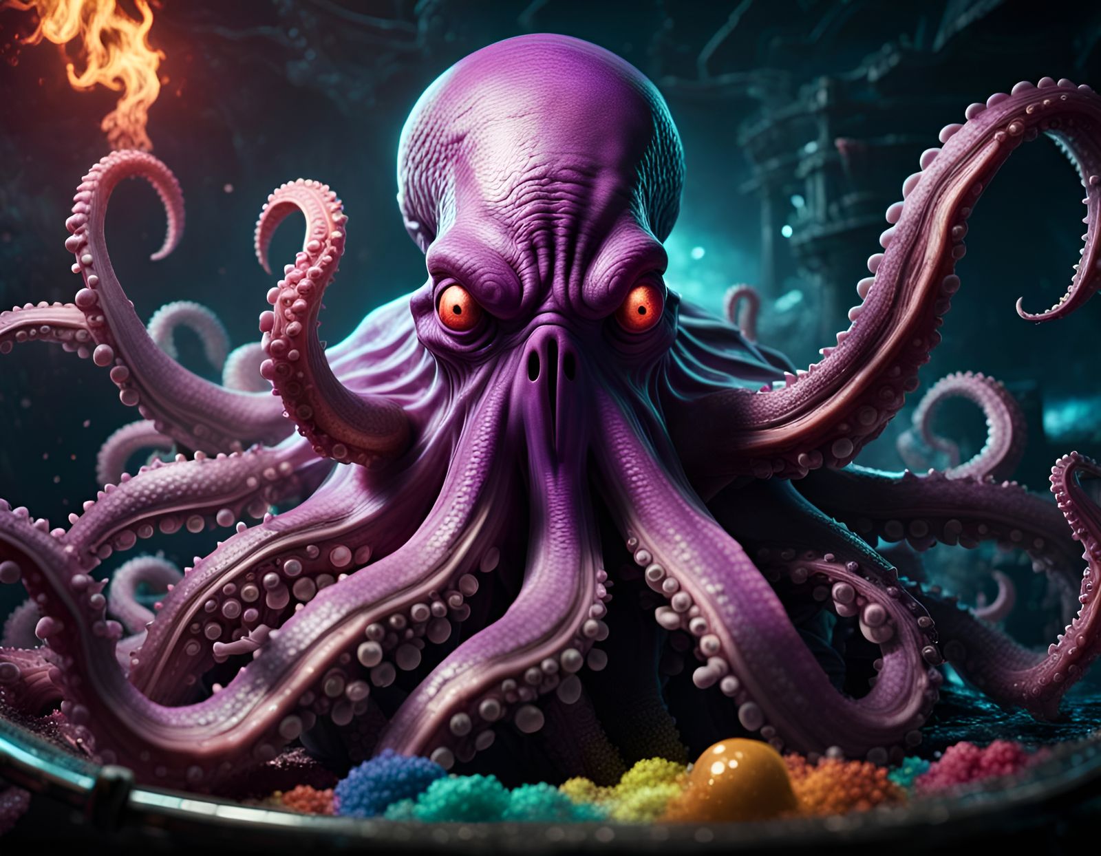 Terrifying Santa Kraken in Ultra-Violet