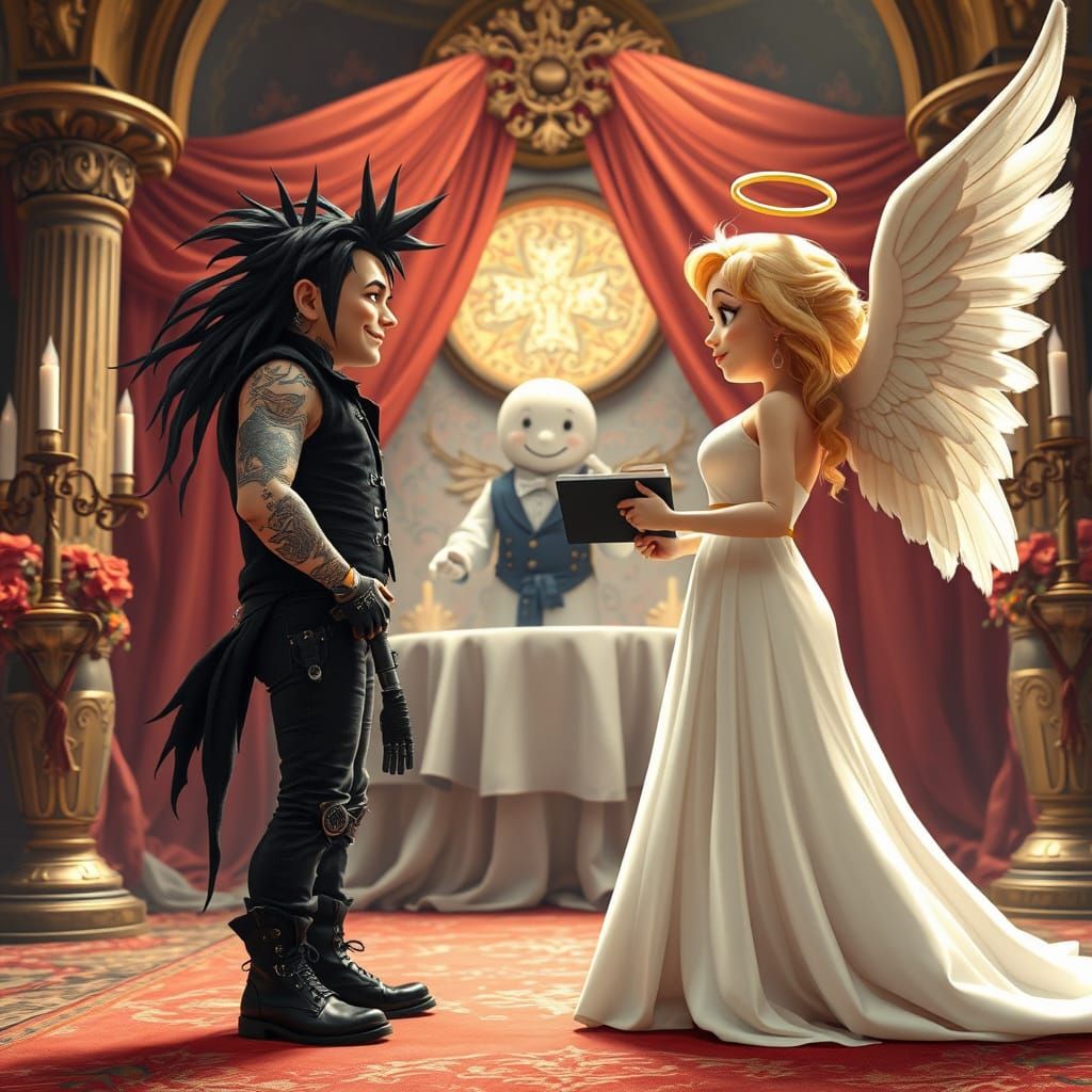 Punk Rocker and Angel Wedding Dreamscape