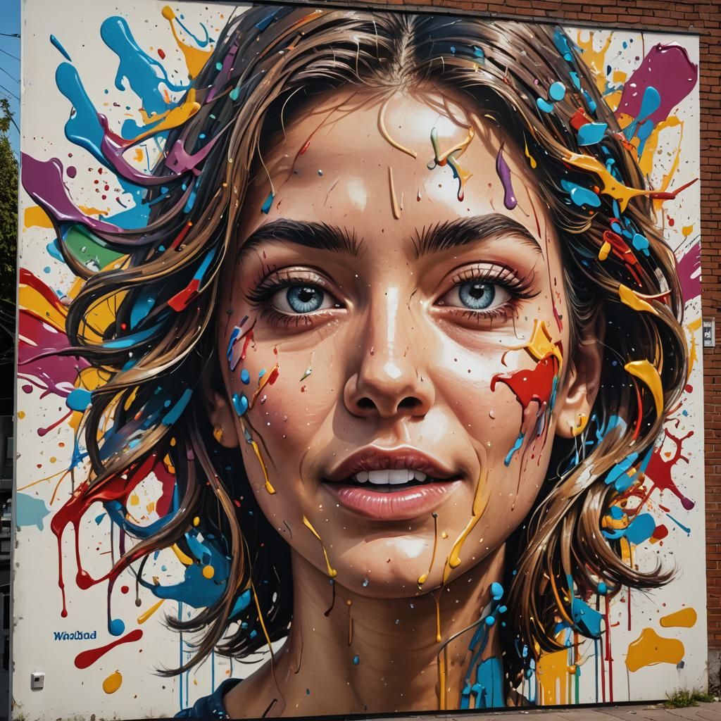 Billboard with "woohoo! pleky!" in Splash Art Style