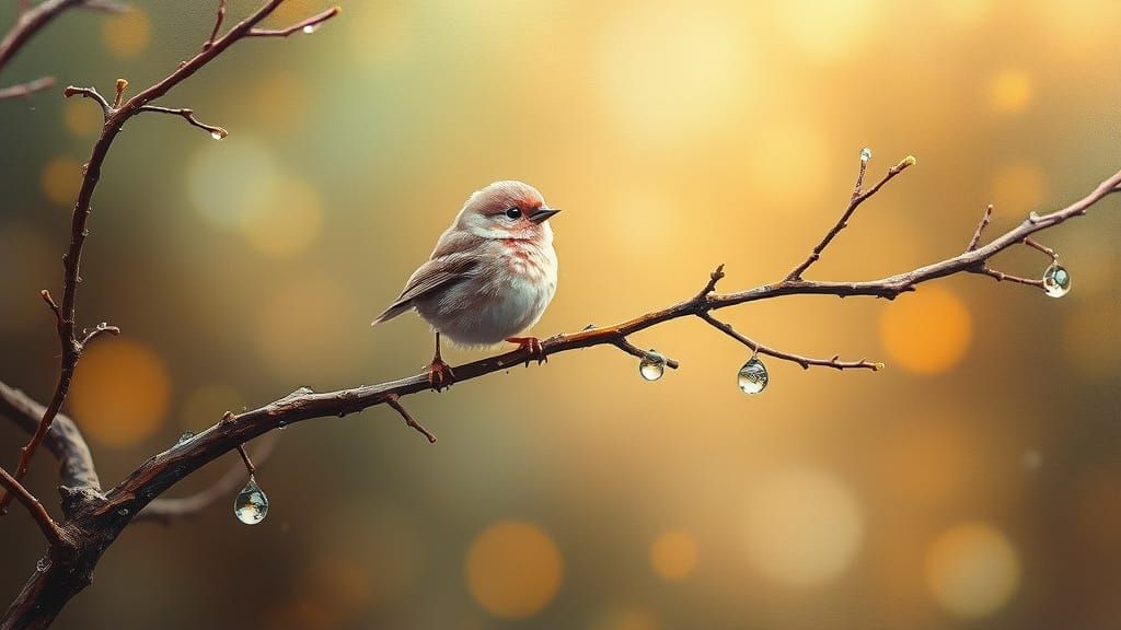 Serene Pink Bird in Muted Forest Landscape