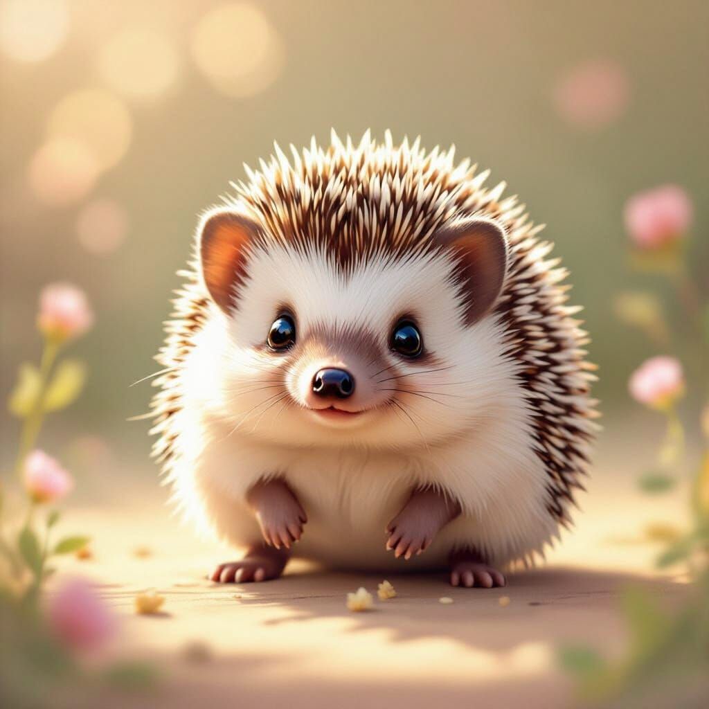 Adorable Hedgehog with Fresh Haircut in Storybook Style