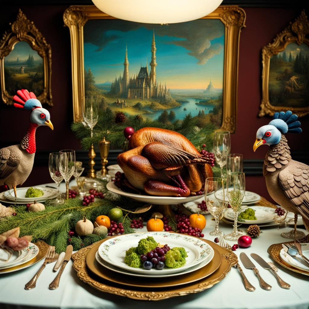 Futurepunk Thanksgiving Tablescape in Surreal Style
