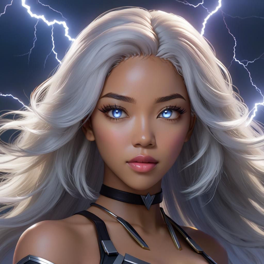 Storm from X-Men: 3D Anime Art Portrait