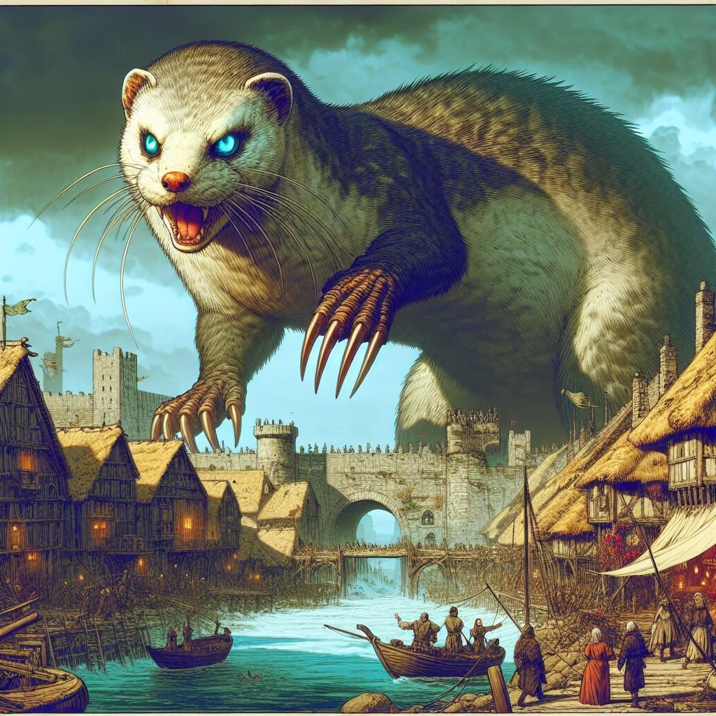 Weasel Kaiju Looms Over Fishing Village in Comic Art