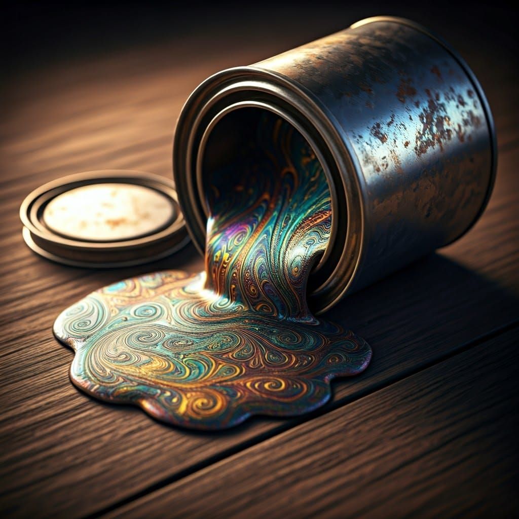 Vibrant Paisley Paint Splash on Distressed Wood